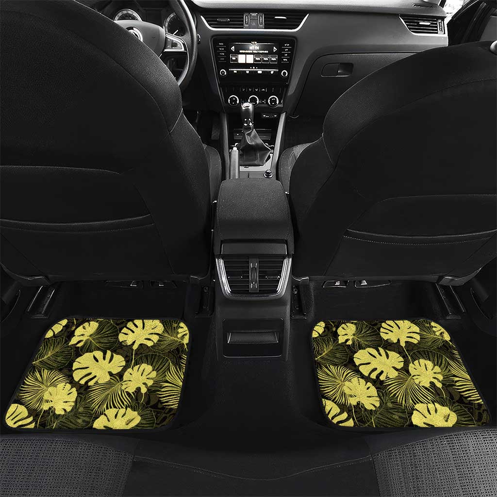 Yellow Hawaii Kukui Nut Lei Car Mats Hawaiian Pattern Monstera Tropical Vibes - Polynesian Pride