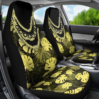 Yellow Hawaii Kukui Nut Lei Car Seat Cover Hawaiian Pattern Monstera Tropical Vibes - Polynesian Pride