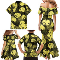 Yellow Hawaii Kukui Nut Lei Family Matching Mermaid Dress and Hawaiian Shirt Hawaiian Pattern Monstera Tropical Vibes - Polynesian Pride
