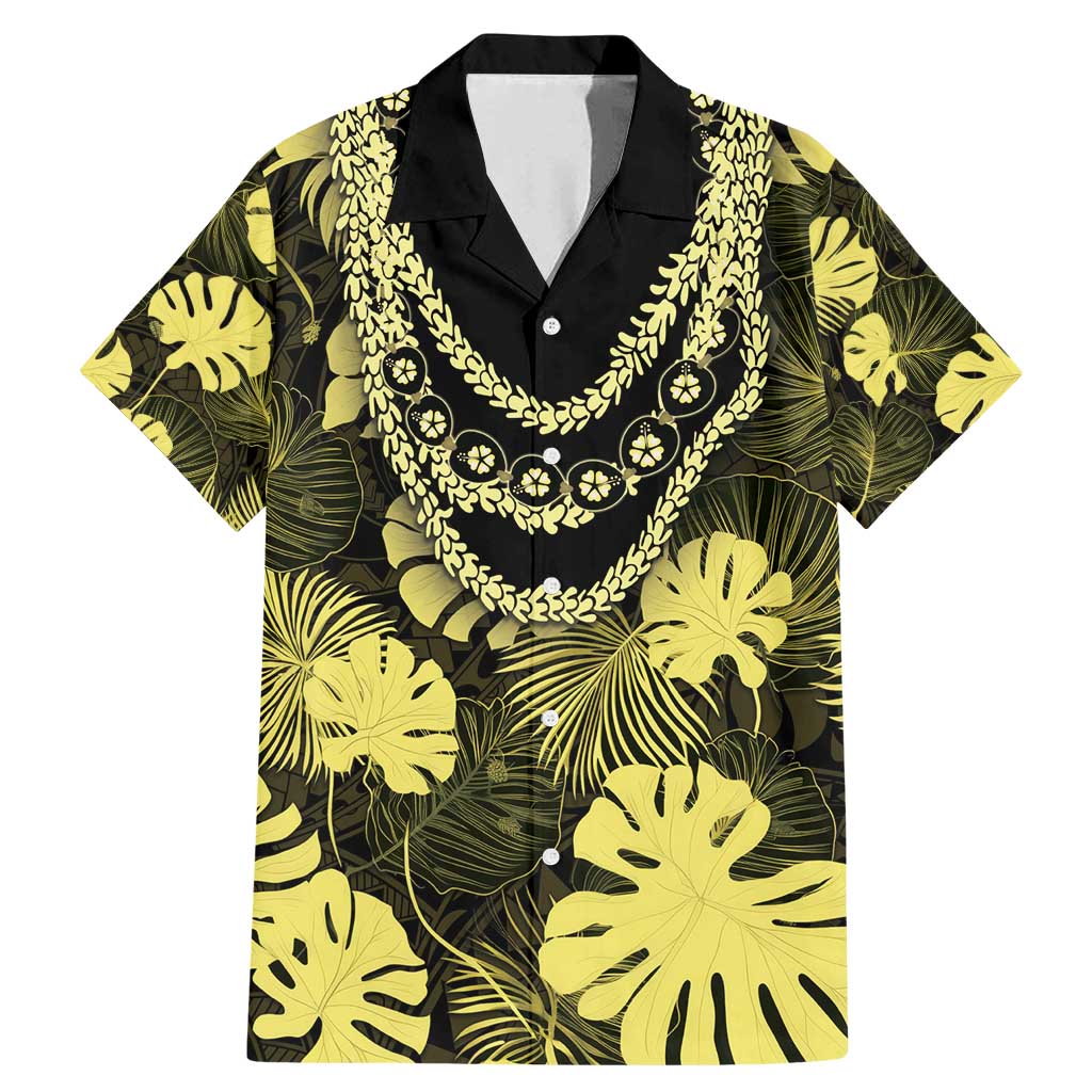 Yellow Hawaii Kukui Nut Lei Family Matching Mermaid Dress and Hawaiian Shirt Hawaiian Pattern Monstera Tropical Vibes - Polynesian Pride