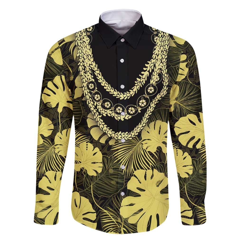 Yellow Hawaii Kukui Nut Lei Family Matching Summer Maxi Dress and Hawaiian Shirt Hawaiian Pattern Monstera Tropical Vibes - Polynesian Pride