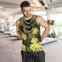 Yellow Hawaii Kukui Nut Lei Men Tank Top Hawaiian Pattern Monstera Tropical Vibes - Polynesian Pride