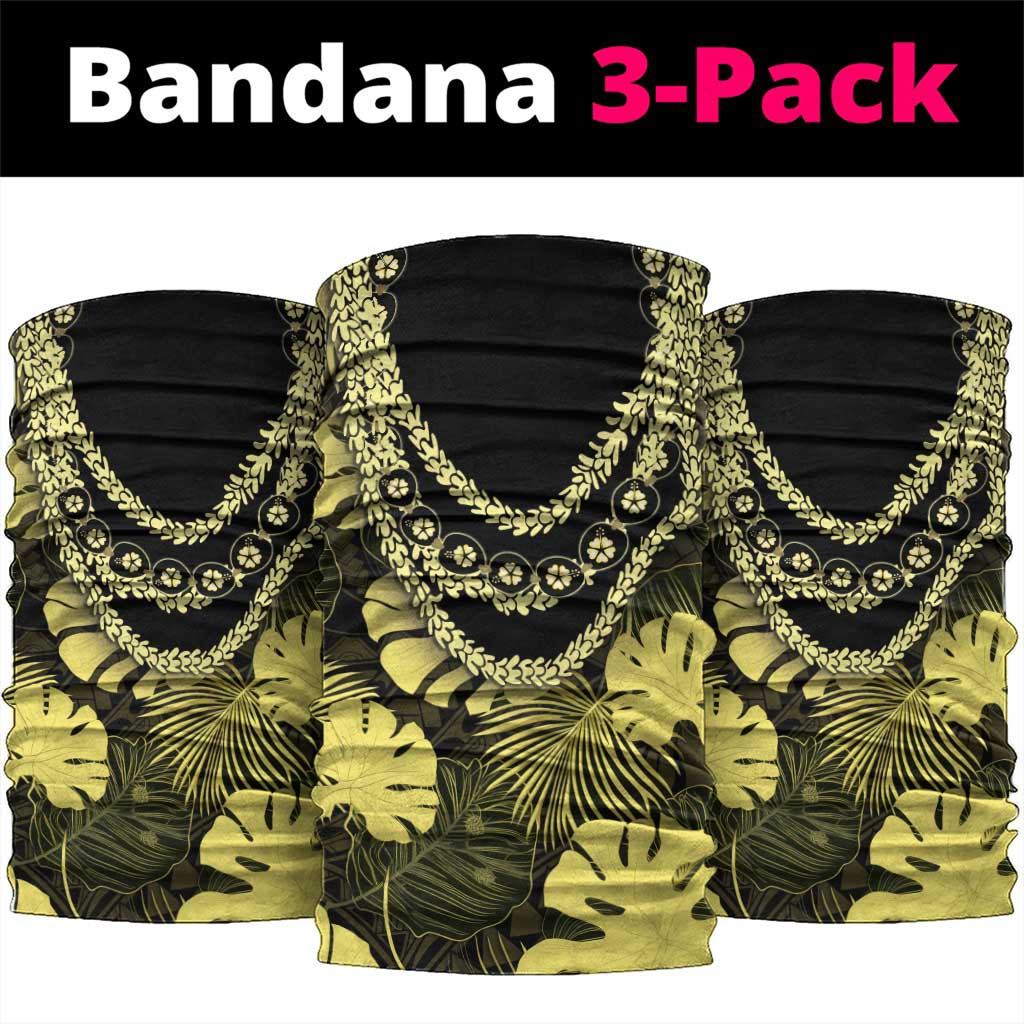 Yellow Hawaii Kukui Nut Lei Neck Gaiter Hawaiian Pattern Monstera Tropical Vibes - Polynesian Pride