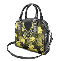 Yellow Hawaii Kukui Nut Lei Shoulder Handbag Hawaiian Pattern Monstera Tropical Vibes - Polynesian Pride
