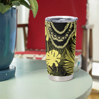 Yellow Hawaii Kukui Nut Lei Tumbler Cup Hawaiian Pattern Monstera Tropical Vibes - Polynesian Pride