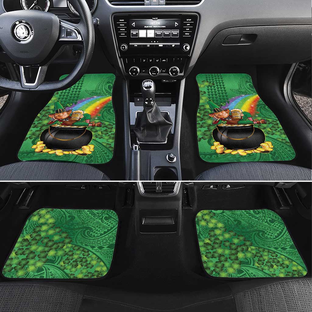 Hawaii Saint Patrick's Day Car Mats Funny Leprechaun With Pot Of Gold - Polynesian Tattoo