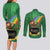 Hawaii Saint Patrick's Day Couples Matching Long Sleeve Bodycon Dress and Long Sleeve Button Shirt Funny Leprechaun With Pot Of Gold - Polynesian Tattoo