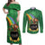 Hawaii Saint Patrick's Day Couples Matching Off Shoulder Maxi Dress and Long Sleeve Button Shirt Funny Leprechaun With Pot Of Gold - Polynesian Tattoo