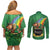 Hawaii Saint Patrick's Day Couples Matching Off Shoulder Short Dress and Long Sleeve Button Shirt Funny Leprechaun With Pot Of Gold - Polynesian Tattoo