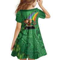 Hawaii Saint Patrick's Day Family Matching Tank Maxi Dress and Hawaiian Shirt Funny Leprechaun With Pot Of Gold - Polynesian Tattoo
