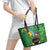 Hawaii Saint Patrick's Day Leather Tote Bag Funny Leprechaun With Pot Of Gold - Polynesian Tattoo