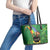 Hawaii Saint Patrick's Day Leather Tote Bag Funny Leprechaun With Pot Of Gold - Polynesian Tattoo