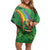 Hawaii Saint Patrick's Day Off Shoulder Short Dress Funny Leprechaun With Pot Of Gold - Polynesian Tattoo