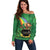 Hawaii Saint Patrick's Day Off Shoulder Sweater Funny Leprechaun With Pot Of Gold - Polynesian Tattoo