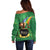 Hawaii Saint Patrick's Day Off Shoulder Sweater Funny Leprechaun With Pot Of Gold - Polynesian Tattoo