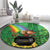 Hawaii Saint Patrick's Day Round Carpet Funny Leprechaun With Pot Of Gold - Polynesian Tattoo