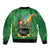 Hawaii Saint Patrick's Day Sleeve Zip Bomber Jacket Funny Leprechaun With Pot Of Gold - Polynesian Tattoo