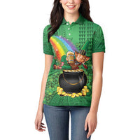 Hawaii Saint Patrick's Day Women Polo Shirt Funny Leprechaun With Pot Of Gold - Polynesian Tattoo LT14 - Polynesian Pride
