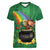 Hawaii Saint Patrick's Day Women V-Neck T-Shirt Funny Leprechaun With Pot Of Gold - Polynesian Tattoo