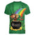 Hawaii Saint Patrick's Day Women V-Neck T-Shirt Funny Leprechaun With Pot Of Gold - Polynesian Tattoo