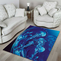 Purple Paradise Polynesia Jellyfish Area Rug Plumeria Polynesian Tattoo Glowing Vibes