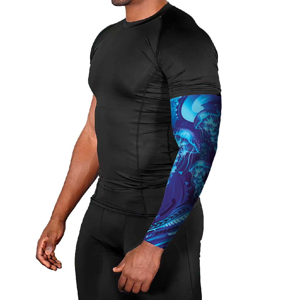 Purple Paradise Polynesia Jellyfish Arm Sleeves Plumeria Polynesian Tattoo Glowing Vibes