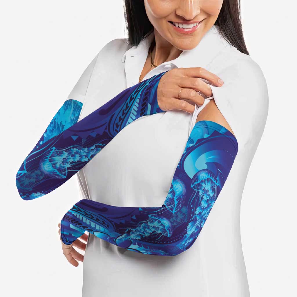 Purple Paradise Polynesia Jellyfish Arm Sleeves Plumeria Polynesian Tattoo Glowing Vibes