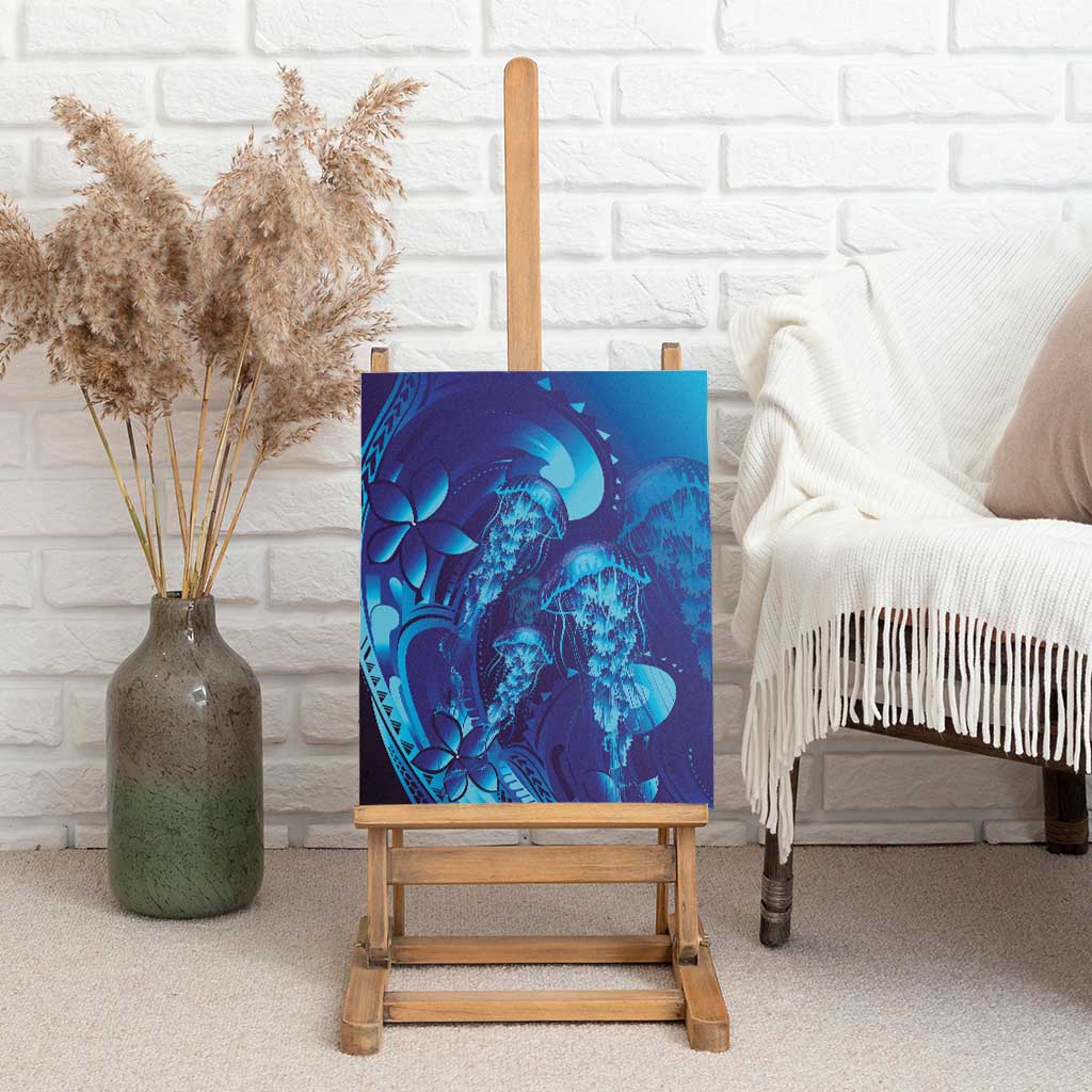 Purple Paradise Polynesia Jellyfish Canvas Wall Art Plumeria Polynesian Tattoo Glowing Vibes