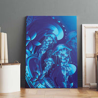 Purple Paradise Polynesia Jellyfish Canvas Wall Art Plumeria Polynesian Tattoo Glowing Vibes