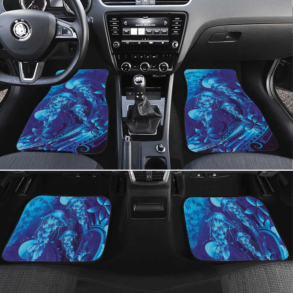 Purple Paradise Polynesia Jellyfish Car Mats Plumeria Polynesian Tattoo Glowing Vibes
