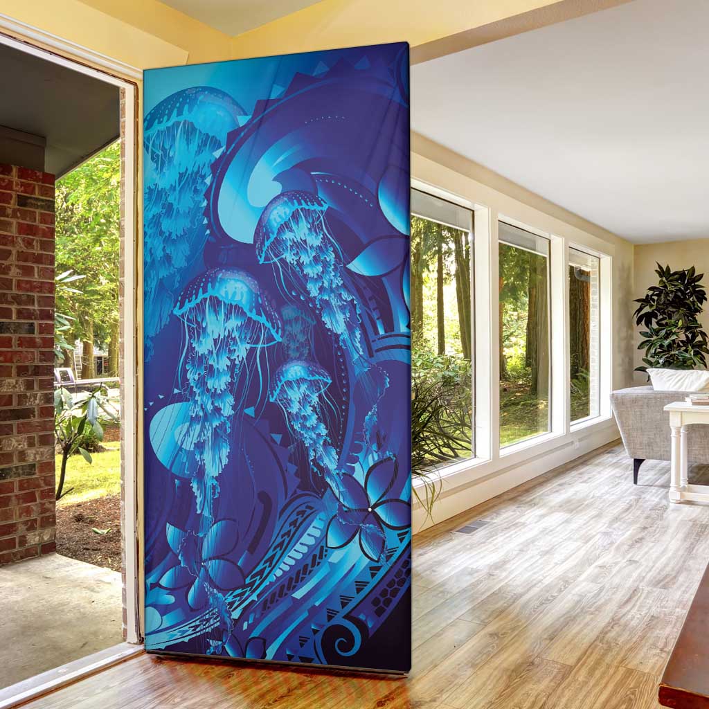 Purple Paradise Polynesia Jellyfish Door Cover Plumeria Polynesian Tattoo Glowing Vibes