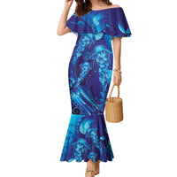 Purple Paradise Polynesia Jellyfish Family Matching Mermaid Dress and Hawaiian Shirt Plumeria Polynesian Tattoo Glowing Vibes LT14 Mom's Dress Purple - Polynesian Pride