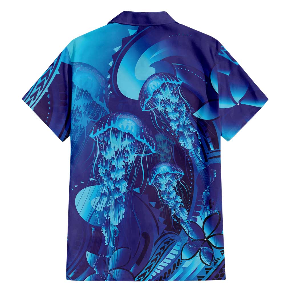 Purple Paradise Polynesia Jellyfish Family Matching Off The Shoulder Long Sleeve Dress and Hawaiian Shirt Plumeria Polynesian Tattoo Glowing Vibes LT14 - Polynesian Pride