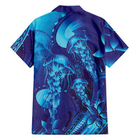 Purple Paradise Polynesia Jellyfish Family Matching Off The Shoulder Long Sleeve Dress and Hawaiian Shirt Plumeria Polynesian Tattoo Glowing Vibes LT14 - Polynesian Pride