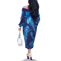Purple Paradise Polynesia Jellyfish Family Matching Off The Shoulder Long Sleeve Dress and Hawaiian Shirt Plumeria Polynesian Tattoo Glowing Vibes LT14 - Polynesian Pride