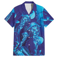 Purple Paradise Polynesia Jellyfish Family Matching Off Shoulder Maxi Dress and Hawaiian Shirt Plumeria Polynesian Tattoo Glowing Vibes LT14 Dad's Shirt - Short Sleeve Purple - Polynesian Pride