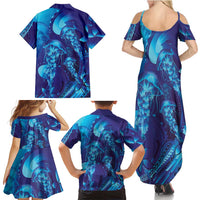 Purple Paradise Polynesia Jellyfish Family Matching Summer Maxi Dress and Hawaiian Shirt Plumeria Polynesian Tattoo Glowing Vibes LT14 - Polynesian Pride