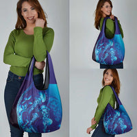 Purple Paradise Polynesia Jellyfish Grocery Bag Plumeria Polynesian Tattoo Glowing Vibes