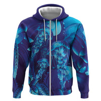 Purple Paradise Polynesia Jellyfish Hoodie Plumeria Polynesian Tattoo Glowing Vibes