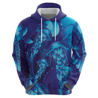 Purple Paradise Polynesia Jellyfish Hoodie Plumeria Polynesian Tattoo Glowing Vibes