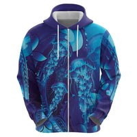 Purple Paradise Polynesia Jellyfish Hoodie Plumeria Polynesian Tattoo Glowing Vibes