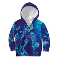 Purple Paradise Polynesia Jellyfish Kid Hoodie Plumeria Polynesian Tattoo Glowing Vibes