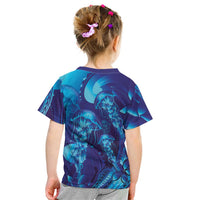 Purple Paradise Polynesia Jellyfish Kid T Shirt Plumeria Polynesian Tattoo Glowing Vibes