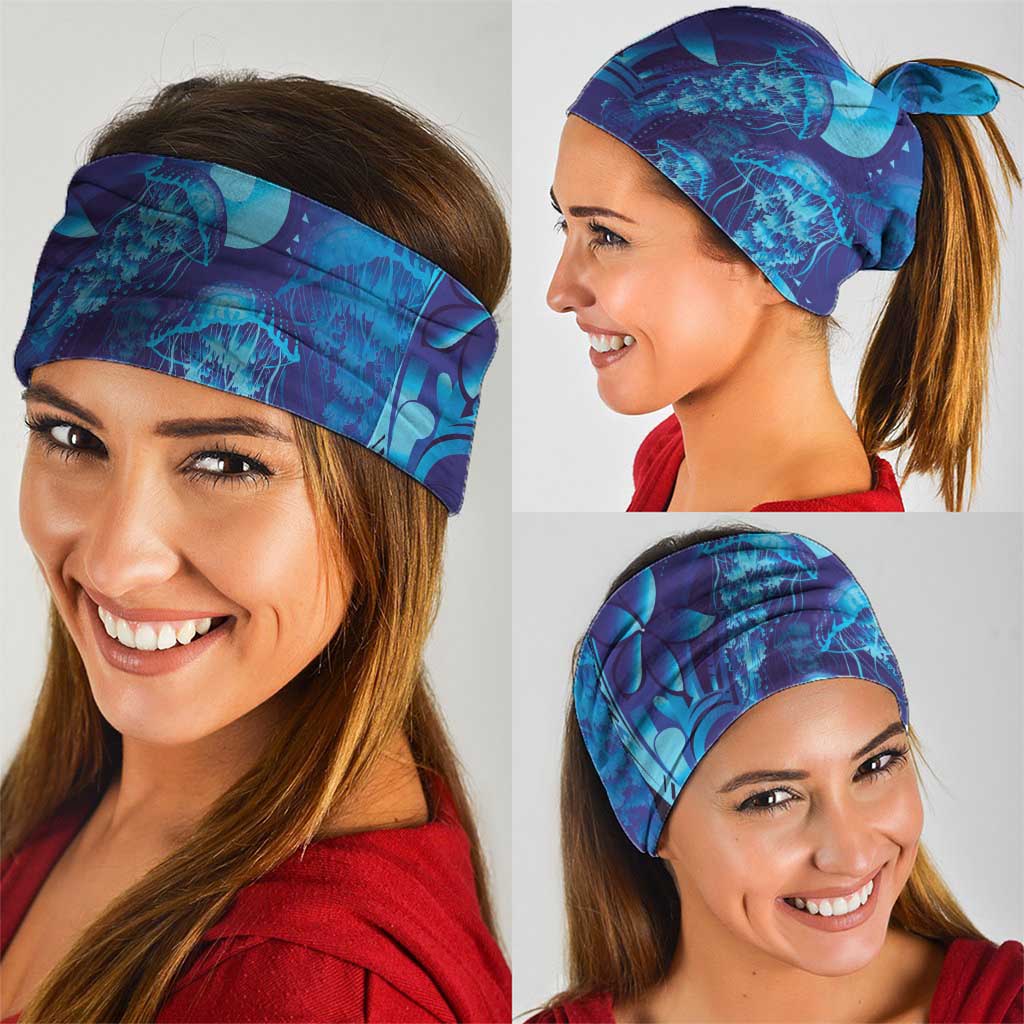 Purple Paradise Polynesia Jellyfish Neck Gaiter Plumeria Polynesian Tattoo Glowing Vibes