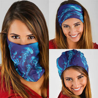 Purple Paradise Polynesia Jellyfish Neck Gaiter Plumeria Polynesian Tattoo Glowing Vibes