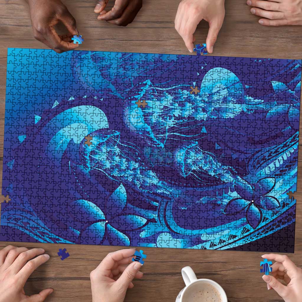 Purple Paradise Polynesia Jellyfish Puzzle Plumeria Polynesian Tattoo Glowing Vibes