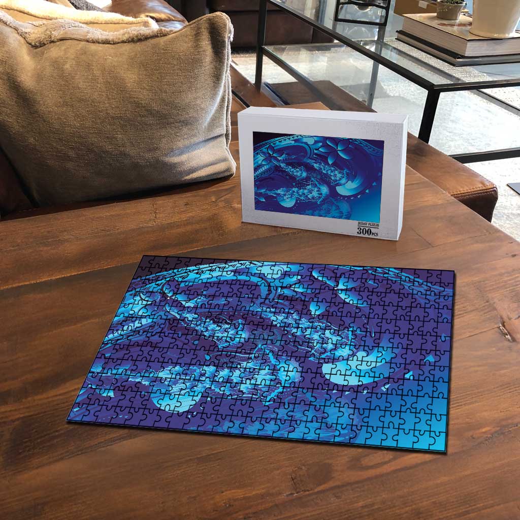 Purple Paradise Polynesia Jellyfish Puzzle Plumeria Polynesian Tattoo Glowing Vibes