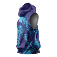 Purple Paradise Polynesia Jellyfish Sleeveless Hoodie Plumeria Polynesian Tattoo Glowing Vibes LT14 - Polynesian Pride