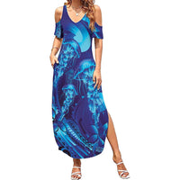Purple Paradise Polynesia Jellyfish Summer Maxi Dress Plumeria Polynesian Tattoo Glowing Vibes