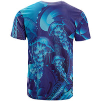 Purple Paradise Polynesia Jellyfish T Shirt Plumeria Polynesian Tattoo Glowing Vibes